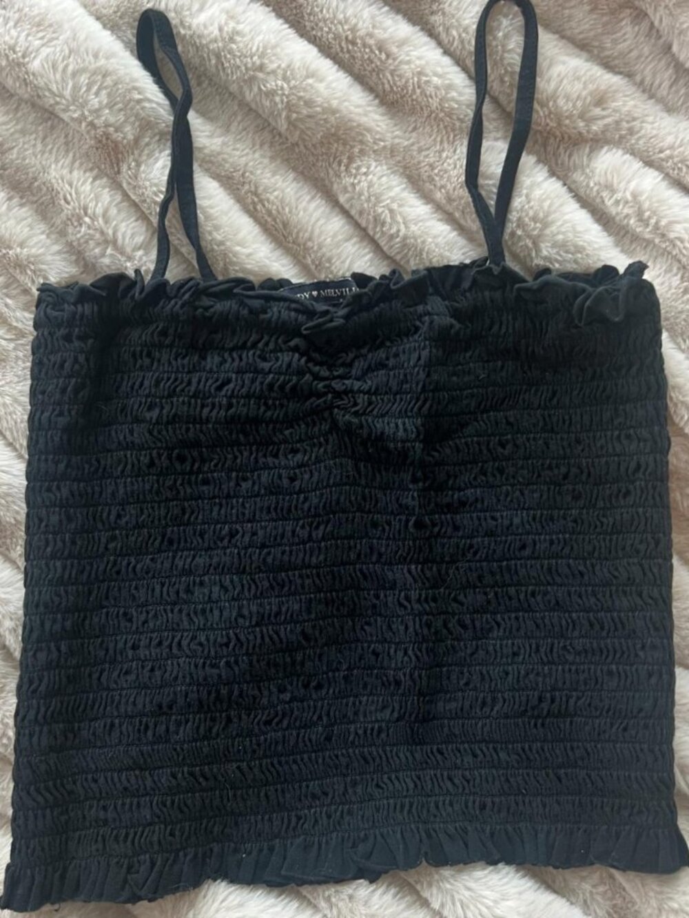 Brandy Melville black ruched tank top. Perfect condition no flaws!